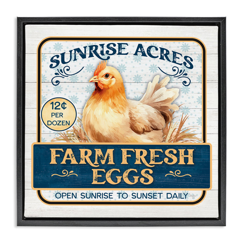«Farm Fresh Eggs», art mural encadré sur toile flottante par Mollie B., Cadre flottant noir de jais, H 18 po x l 18 po