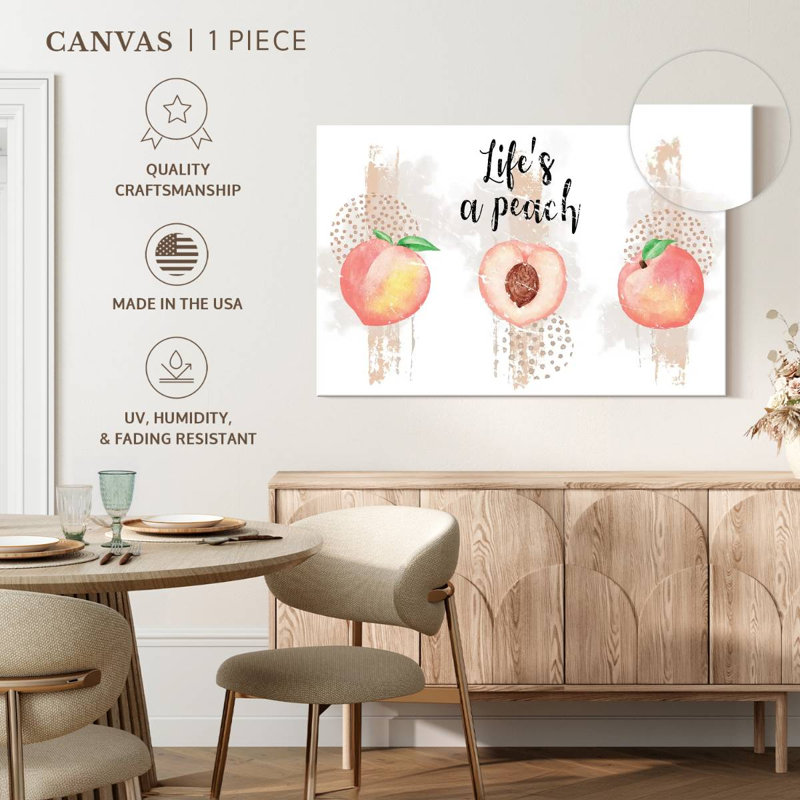 «Life's a Peach», reproduction sur toile tendue, H 24 po x l 36 po x P 1,25 po