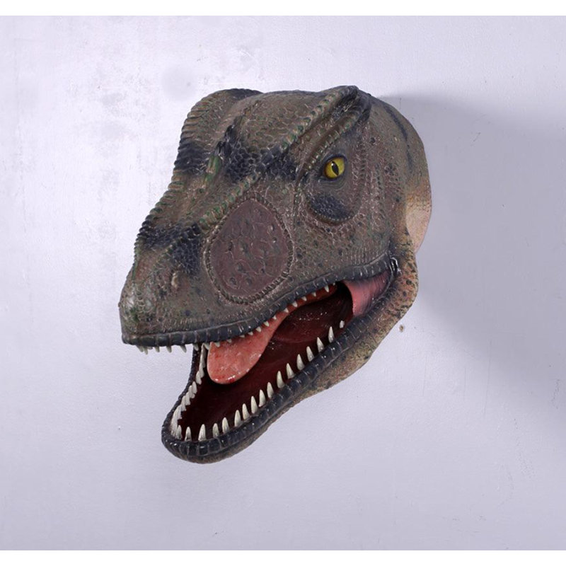 Statue Allosaurus tête de dinosaure bouche ouverte