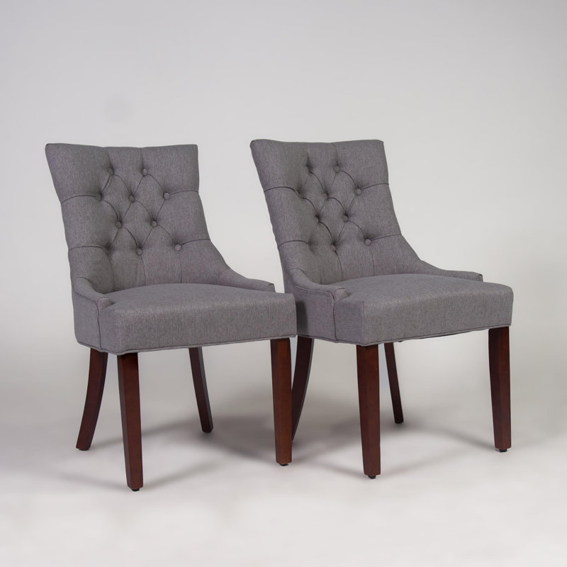 Norval Upholstered Dining Chair, Cream, Dark Oak