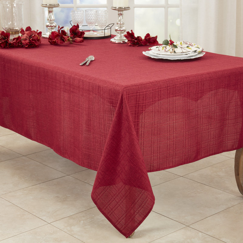 Refined Stitched Plaid Tablecloth, 65" W x  160" L