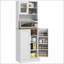 Armoire pour garde-manger avec support pour micro-ondes, 66,5 po, rangement de cuisine autoportant, blanc | Panneau de particules revêtu de mélamine | Conception anti-basculement