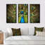 Grand paon - Ensemble de 3 reproductions d'art encadrées sur toile-772335470-772335471