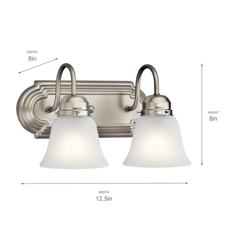 Éclairage pour salle de bain 2 lumières Naughton, Nickel brossé