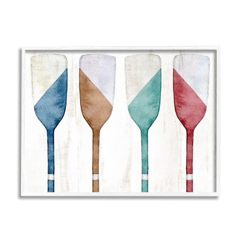 «Breakwater Bay ™ Rustic Boat Oars», art de la giclée encadrée par Kim Allen, Giclée encadrée blanc bord de mer