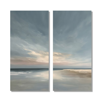 Golden Sunset, vue aérienne sur la plage, art mural sur la plage pour le salon, reproduction côtière brune sur toile 2 pièces