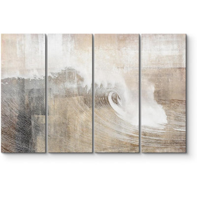 Grunge Abstract Paint Stroke Effect " Gray And Tan Color Block Ocean Wave Overlay Nature " 4 - Pieces