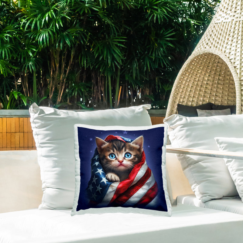 Coussin Patriotic Kitten, Chat bleu