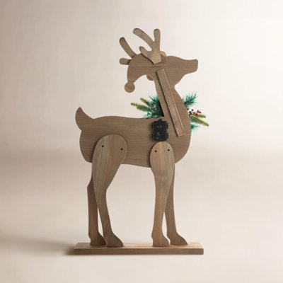 Lisdale Chunky Wooden Christmas Reindeer Porch Decor