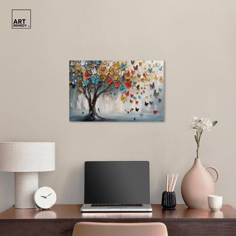 Tree of Fluttering Colors Gallery Wrapped Canvas Art, 24" x 16"