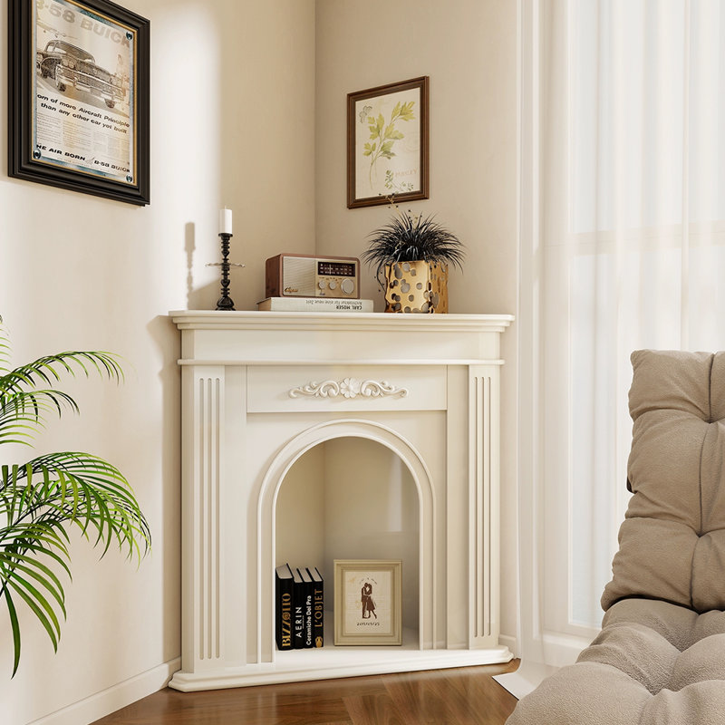 Foyer autoportant en bois massif beige