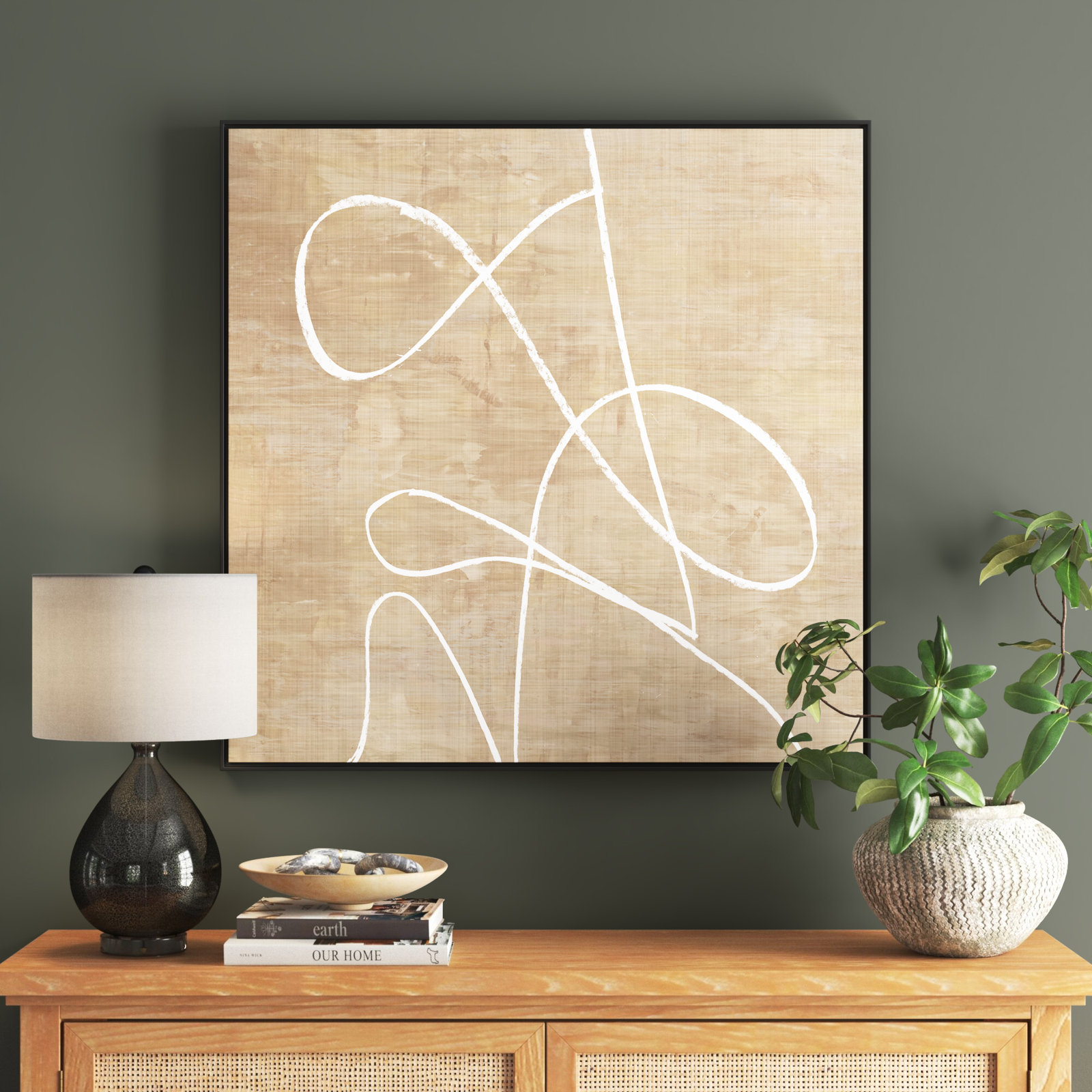 Catana "Swooping Lines" Print, 37.5" H x 37.5" W, Black