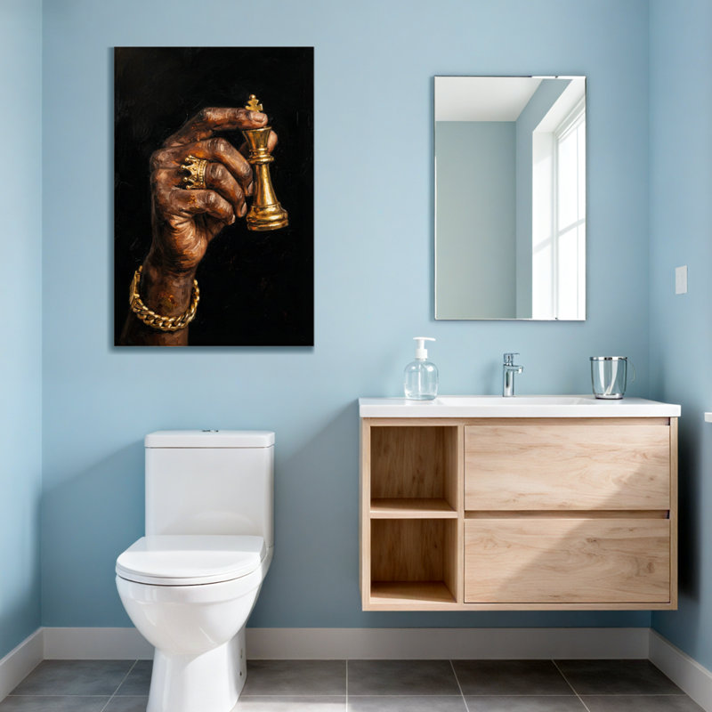 Tendance main tenant un roi des échecs doré, H 20 po x l 30 po