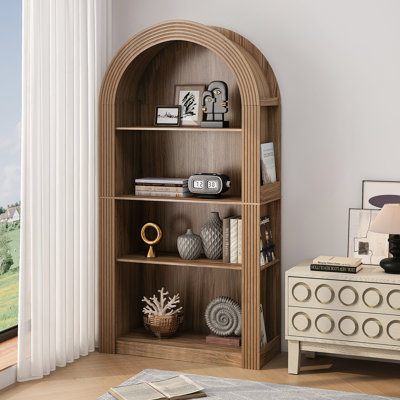 Arched Bookcase, 4-Tier Storage Bookcase With Open Display Storage Shelf
