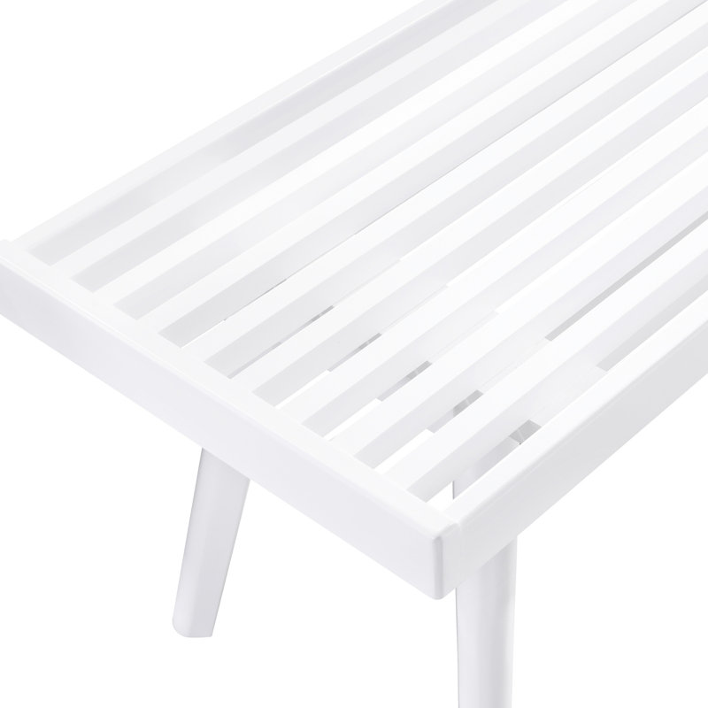 White Solid Wood Bench With Slatted Surface For A Modern Home -style In Stylish