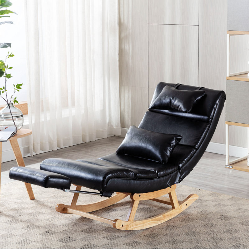Chaise berçante Emberto, Tissu en microfibre noir