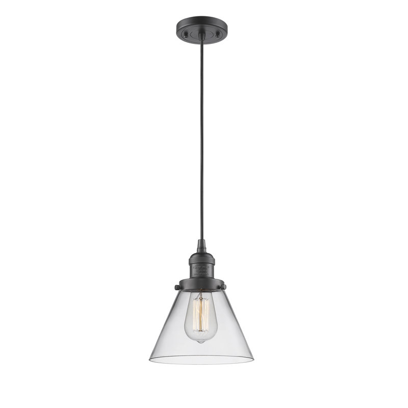 Parkview 1 - Light Single Pendant, Clear, 9.13" H x 7.75" W x 7.75" D, Oil Rubbed Bronze