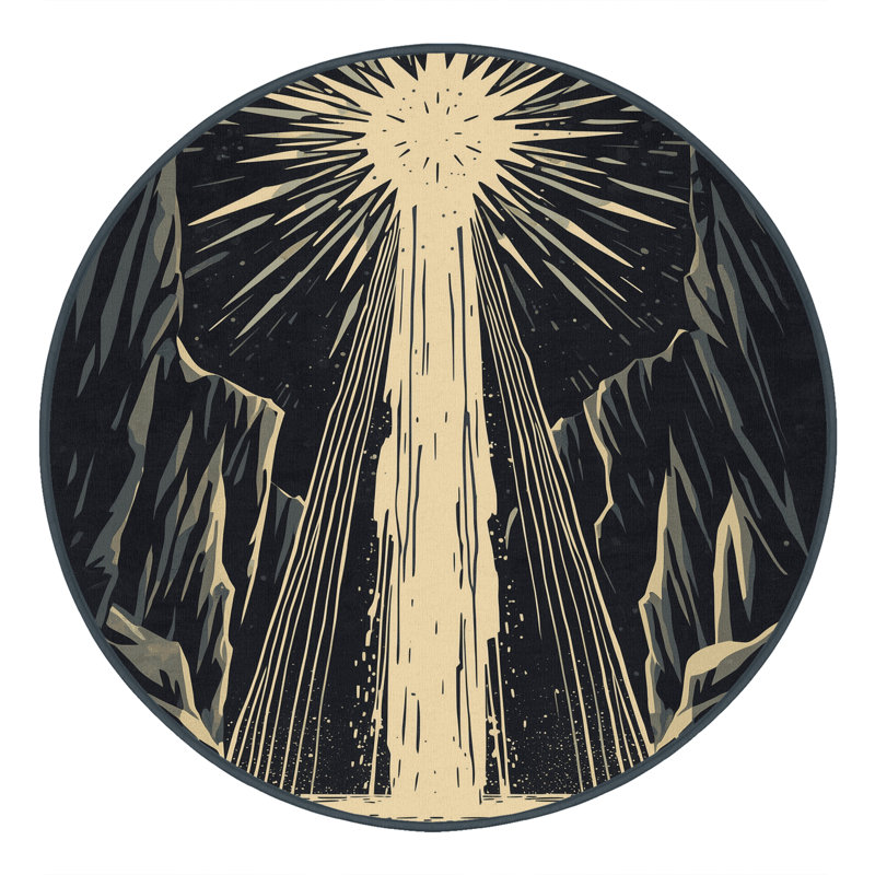 Tapis doux et moelleux éclectique à motif éclats d'étoiles en noir - reliure noire, 8' Round