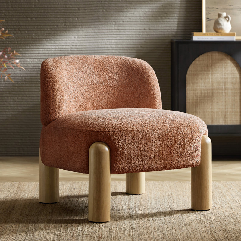 Fauteuil d'appoint moderne 28 po avec pieds en bois massif Holmgren, Rust