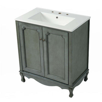 Meuble-lavabo vintage 30 po avec lavabo rectangulaire en céramique
