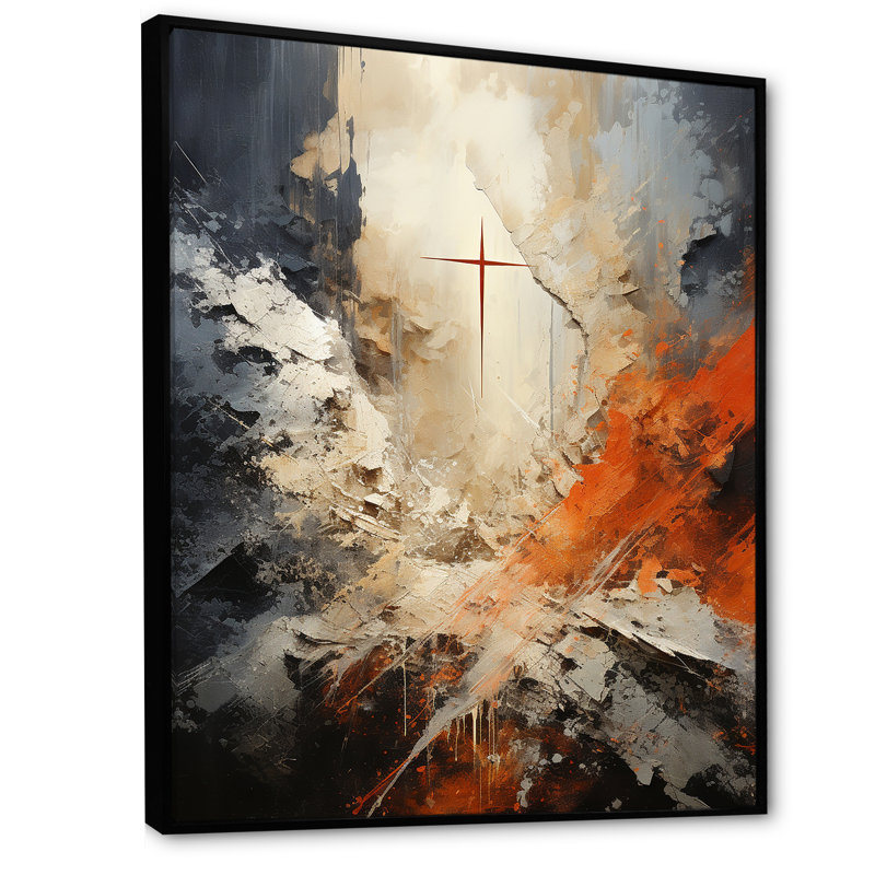 Minimalisme Christianisme croix rêve - Christianisme grand art mural, H 32 po x l 24 po, Reproduction avec cadre flottant