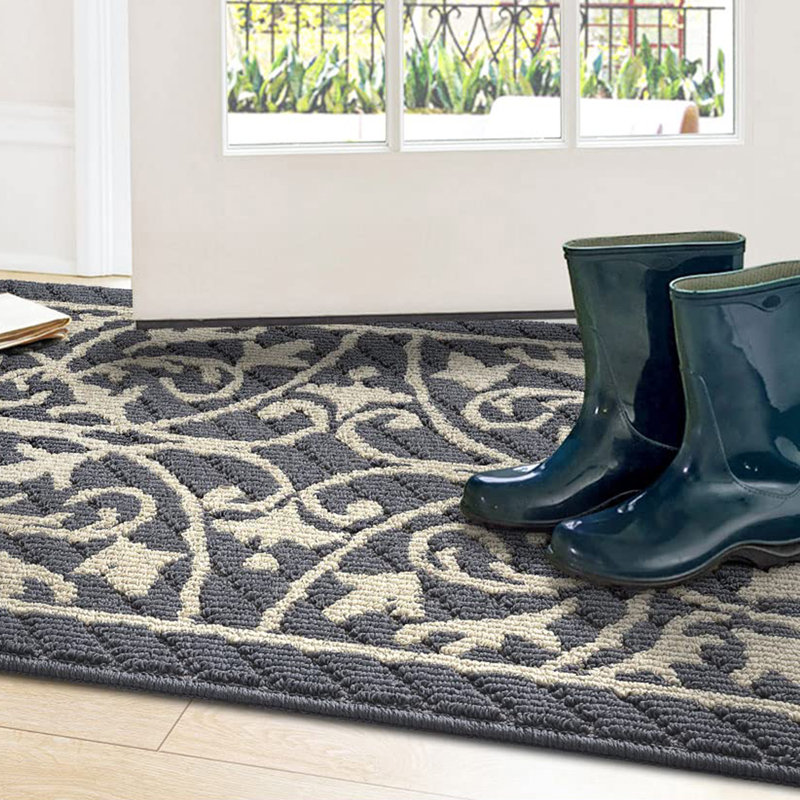 Tapis de porte antidérapant pour l'intérieur et l'extérieur, Gris foncé, L 32 po x L 48 po