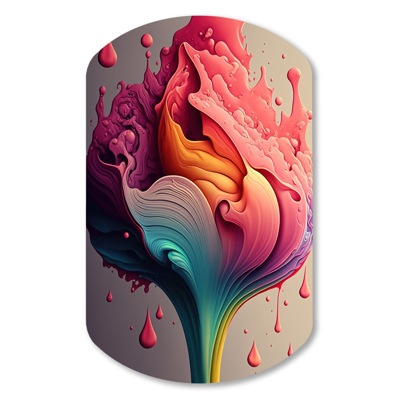 Estevez - art mural asymétrique en métal tulipe cylindrique, H 31 po x l 19 po