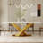 Luxurious Modern Dining Table, Dining Table Sintered Stone Tabletop With Carbon Steel Base Pre-assembly-237162525