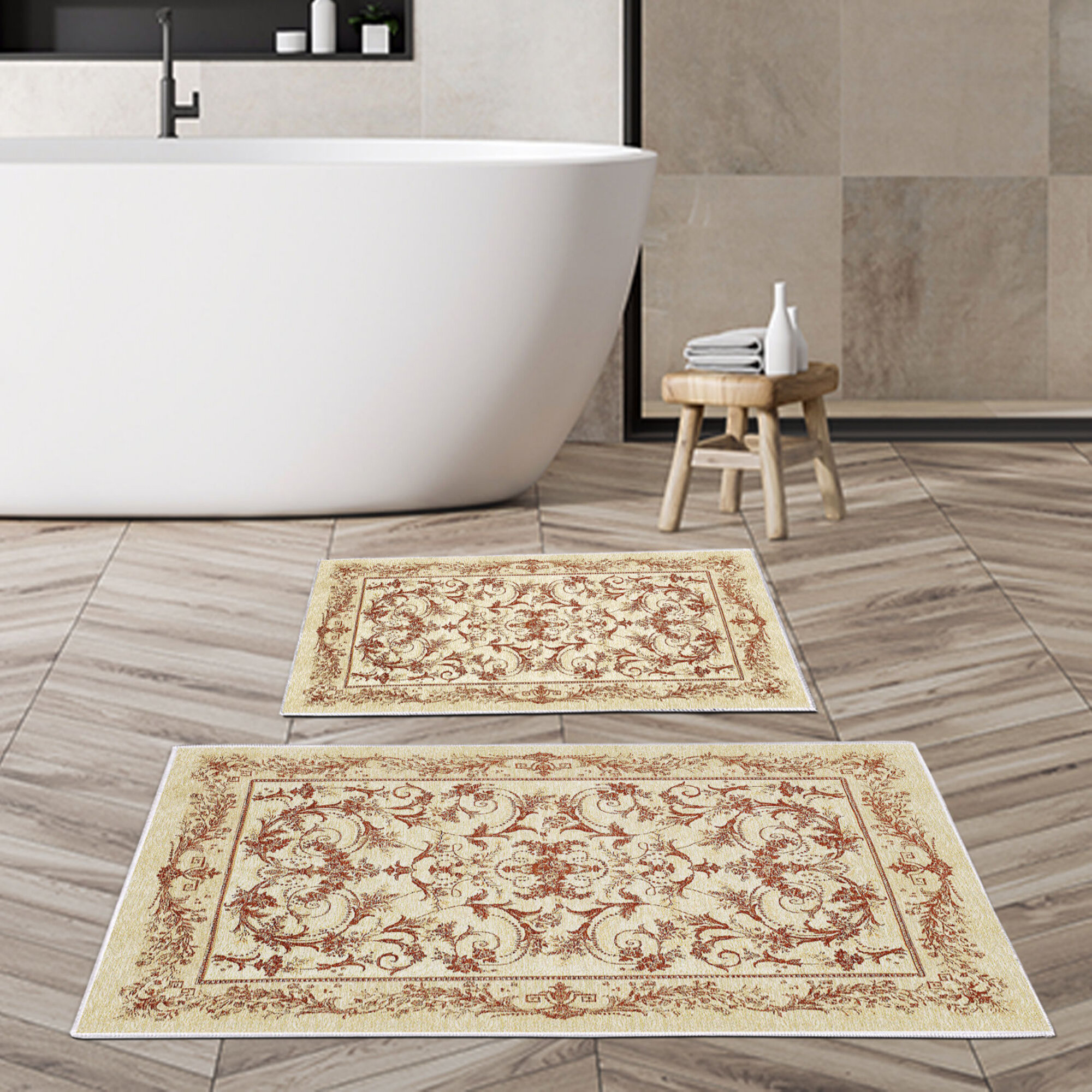 Bless international Bath Rug with Non-Slip Backing