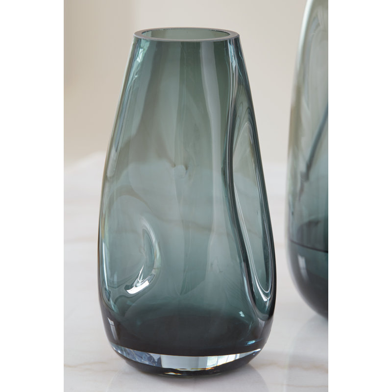 Teal Glass Decorative Table Vase