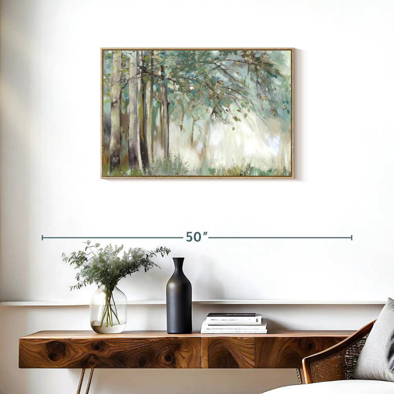 Feuilles d'argent, Cadre flottant en bois naturel, 31 po x 21 po