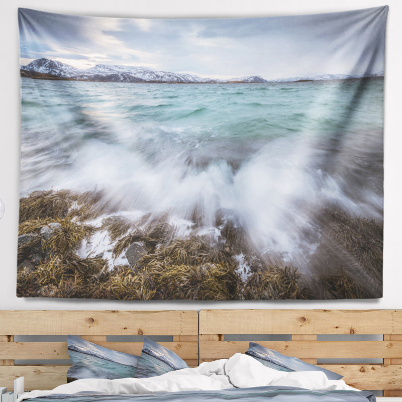 Tapisserie seascape rocks en norvège, H 32 po x l 39 po
