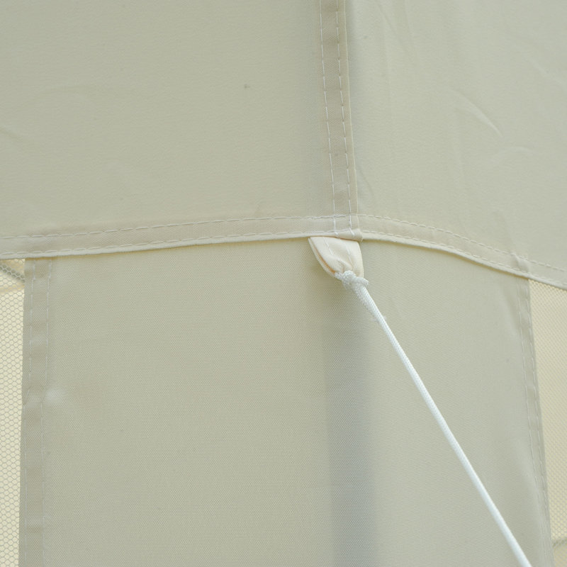 13 Ft Hexagon White Steel Frame Patio Gazebo with Mesh Walls
