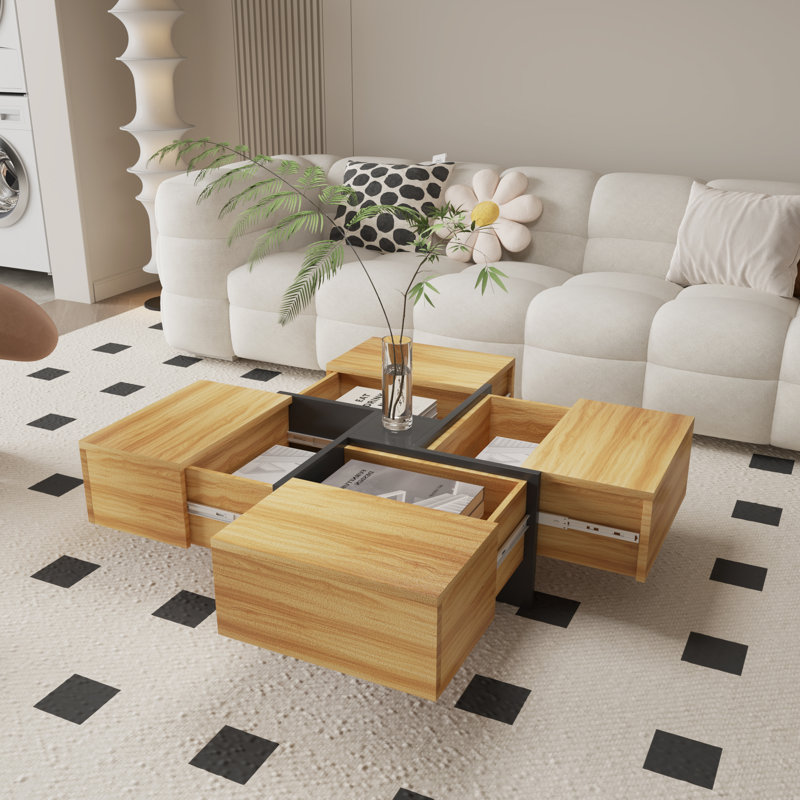 Bunita Pedestal Coffee Table with Storage, Dark Walnut