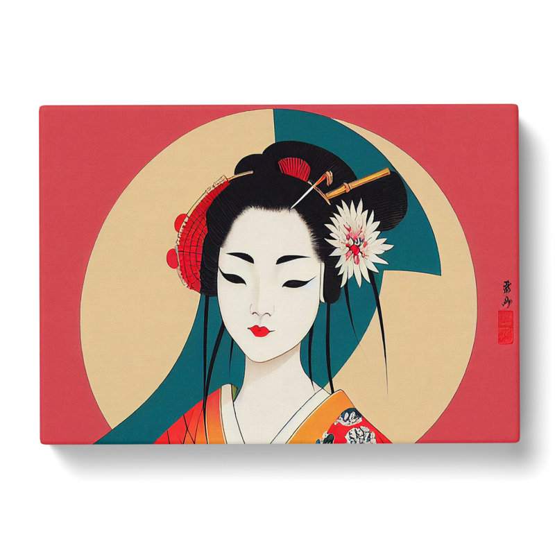 Geisha Art Deco - Wrapped Canvas Painting, 35cm H x 50cm W x 3cm D