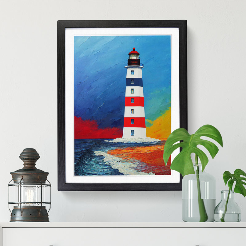 Painted Lighthouse Vol.1 - Picture Frame Print, Black, 64cm H x 46cm W x 2cm D