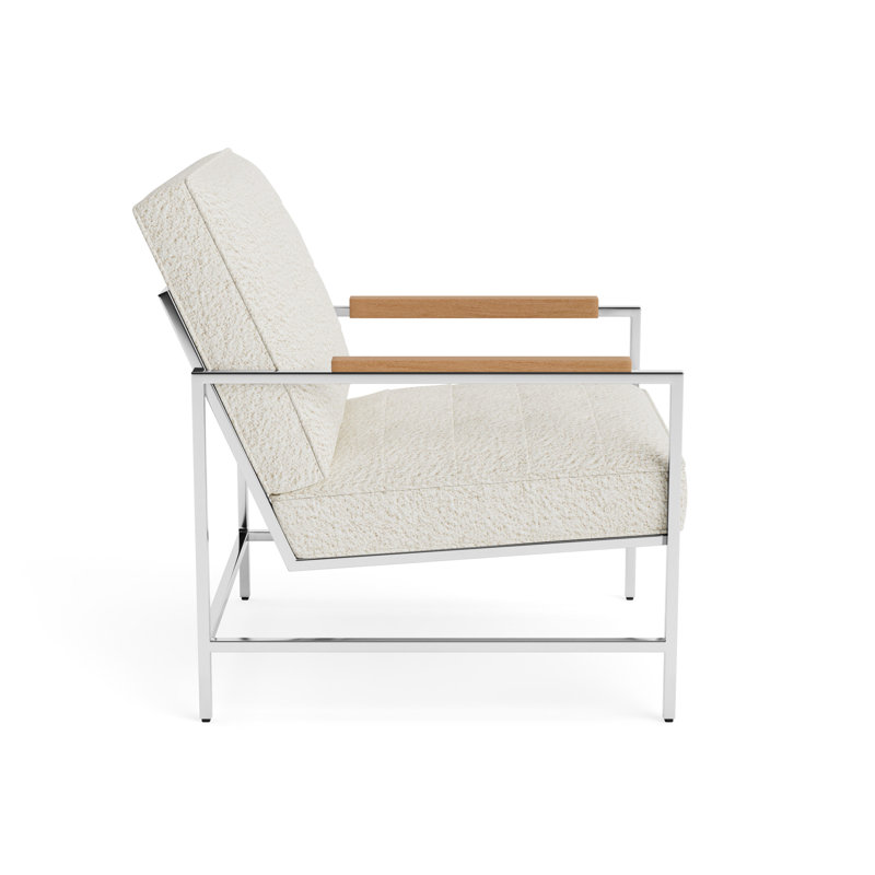 Major Arm Chair, Natural, Berber - Cream, Polished Stainless Steel
