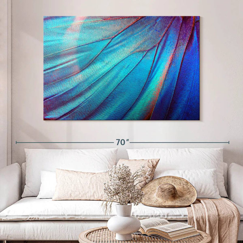 Crowle Blue Butterfly Wing, 34" H x 51" W