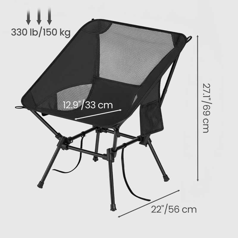 Chaise de plage légère pliante, hauteur réglable, Black