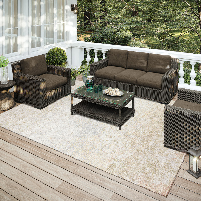 Beige Flat Woven Chenille 5' x 7'6" Area Rug