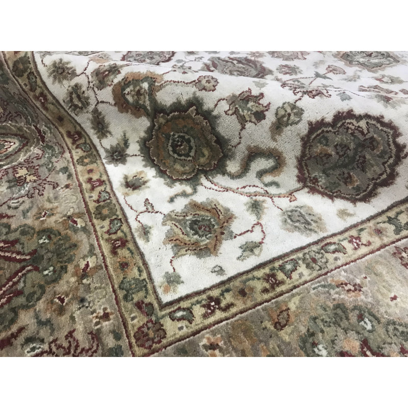 Tapis crème et brun noué à la main de haute qualité