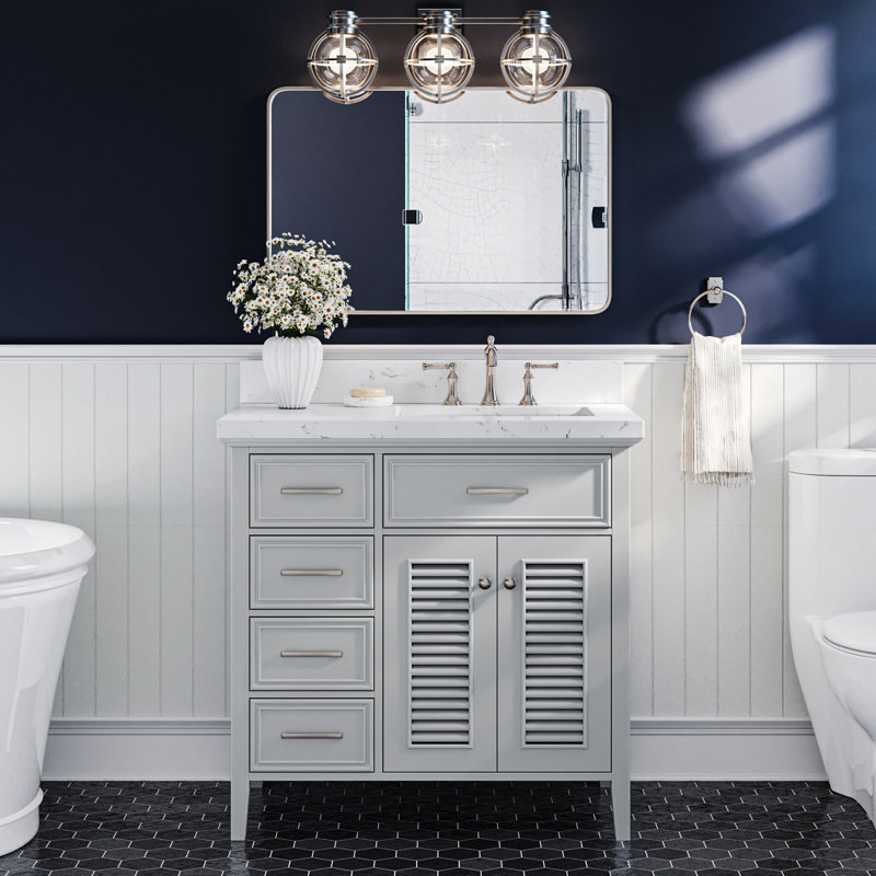 Kensington 37'' W Single Vanity, White, Right