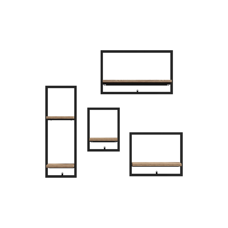 Ensemble de 4 tablettes murales flottantes, Naturel