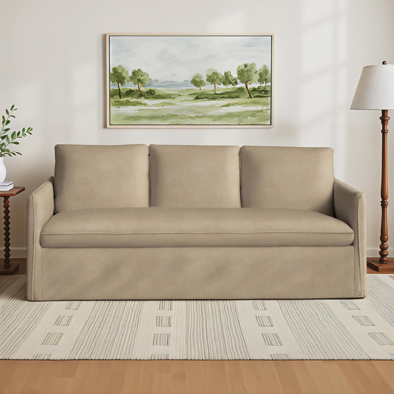Bellatrix 83'' Slipcovered Sofa, Bella Toast Performance Velvet
