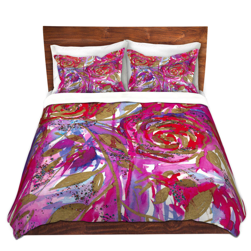Ensemble de housse de couette Rose Combustion Red Blue, Housse de couette pour grand lit et 2 taies décor