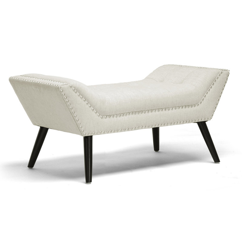 Banc en faux cuir Shanklin, H 17,63 po x l 36,13 po x P 18,75 po, Beige