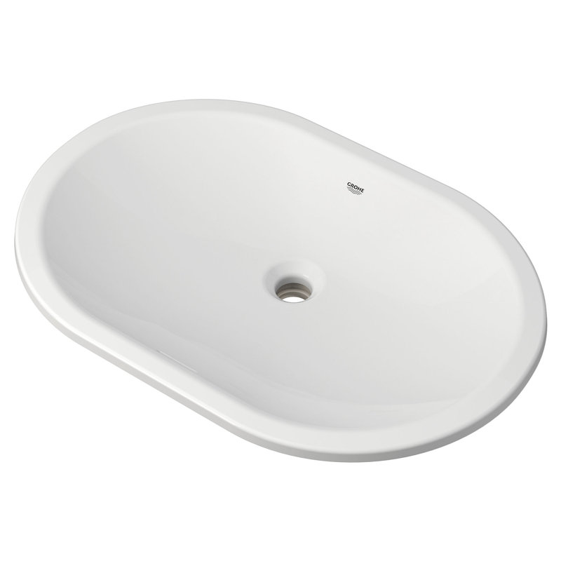Essence Alpine White Oval Undermount Bathroom Sink with Overflow