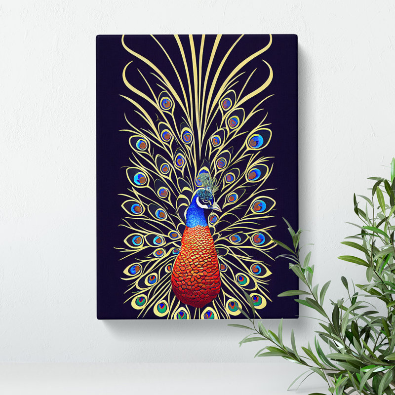 Fascinating Peacock Art No.1 - Wrapped Canvas Print, 50cm H x 35cm W
