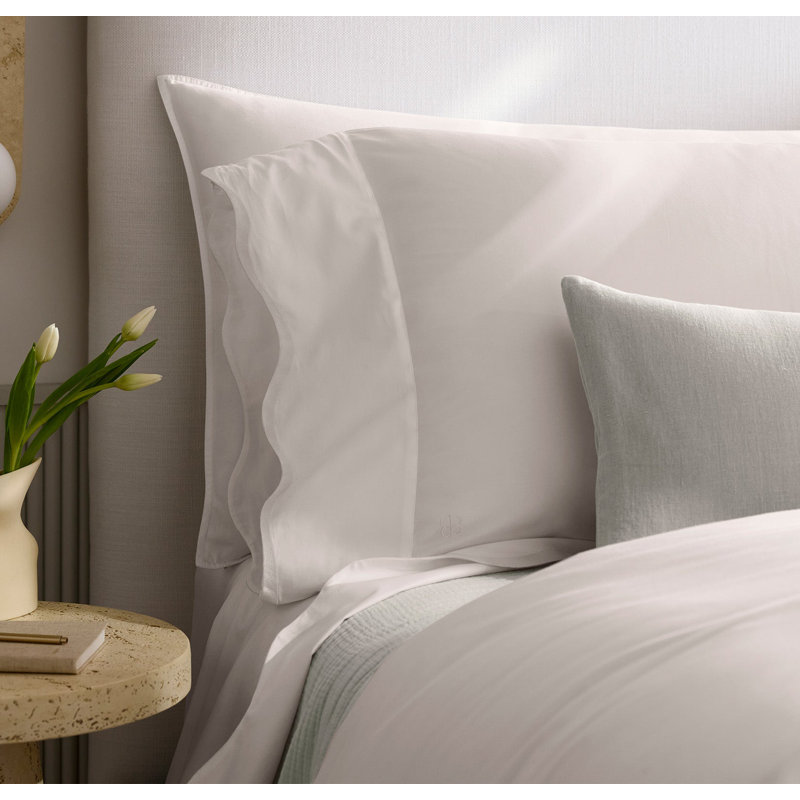 Signature Curved Edge Pillow Case, Standard Pillowcase Pack, White