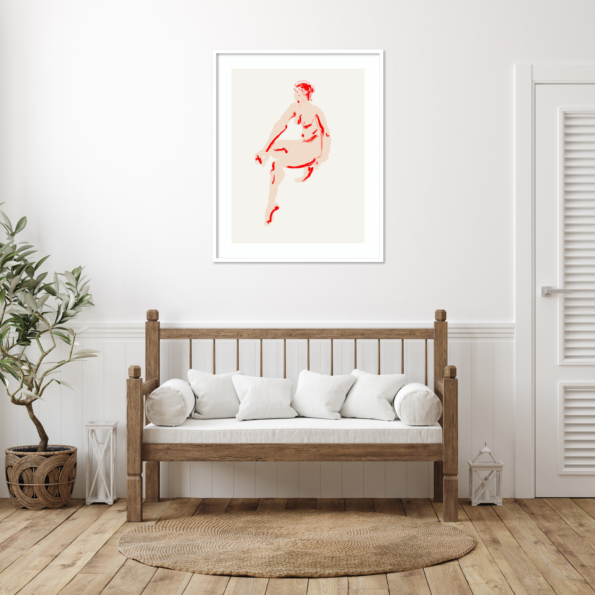 Naked Woman by Francesco Gulina Wood Framed Wall Art Print, White, 41" H x 33" W